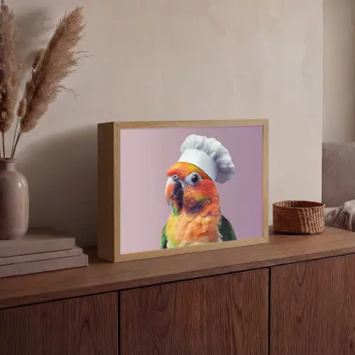 Papegaai - Koksmuts - Nieuwsgierig - Vogel Light Box met batterij (Wandlamp) middel -sfeer2