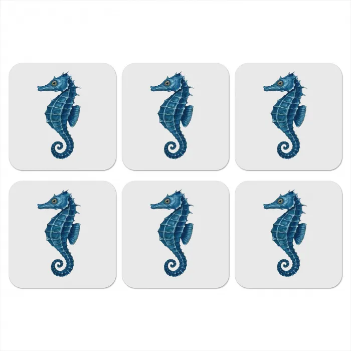 Zeepaardje - Staart - Blauw onderzetter kurk middel -3d