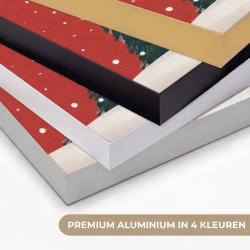 Kerstgroet - Sneeuw - Rood Textielframe zwart klein -USP_kleurenNL
