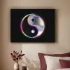 Yin-Yang - Cirkel - Regenboog Textielframe zwart klein -sfeer1