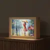 Olieverf - Paraplu - Vrouw - Straat - Kunst Light Box met kabel (Tafellamp) klein -z3d_website