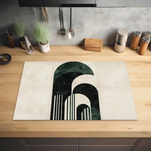 Bogen - Donkergroen - Lijnen Inductie beschermer vinyl 3mm klein -sfeer5