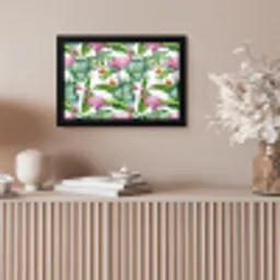 Bladeren - Flamingo - Bloemen - Jungle fotolijst zwart zonder passe partout klein -sfeer5