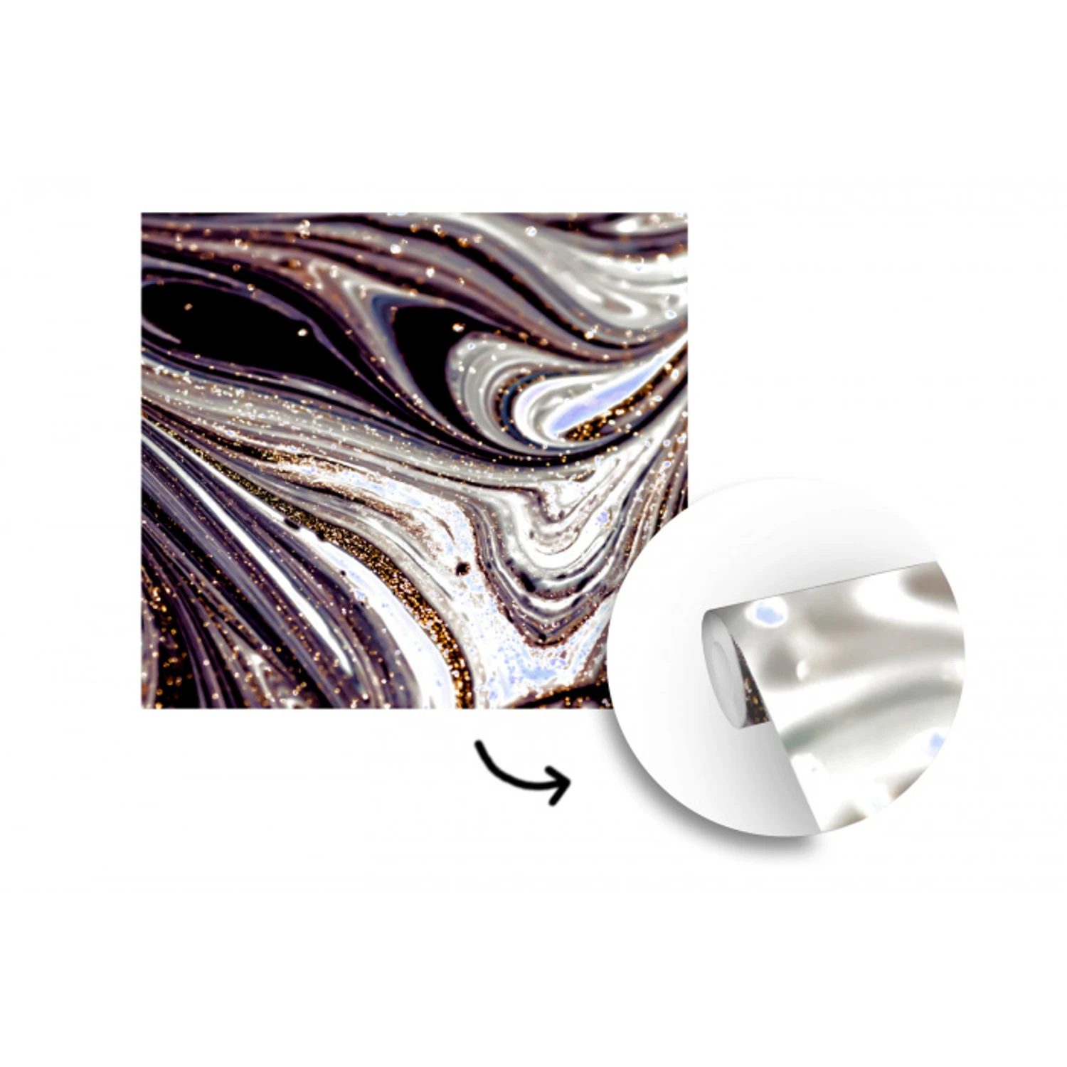 Marmerlook - Zwart - Goud - Wit - Glitter - Marmer fotobehang vinyl groot -3d