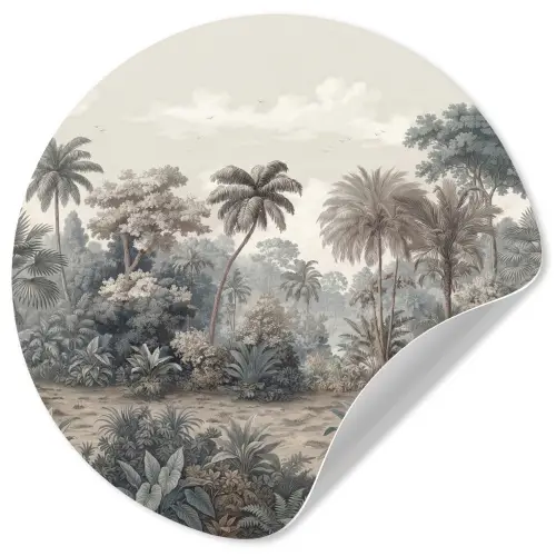 Tropisch - Landschap - Illustratie Wandcirkel behangsticker klein -3d