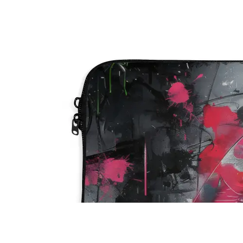 Lippen - Felroze - Graffiti - Verfstrepen laptophoes neopreen klein -detail
