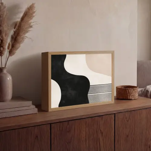 Abstract - Japandi - Beige - Modern Light Box met batterij (Wandlamp) middel -sfeer2