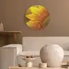 Zonnebloem - Dauwdruppels - Geel - Zonlicht Akoestische PET Vilt - Rond klein -sfeer1