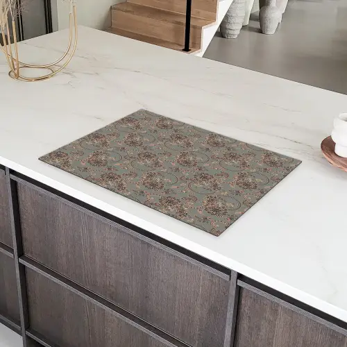 Donker - Bloemen - Sierlijk Inductie beschermer vinyl 3mm klein 276 -sfeer8