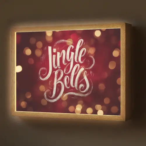 Jingle - Bells - Kerst - Rood Light Box met batterij (Wandlamp) middel -z3d_website