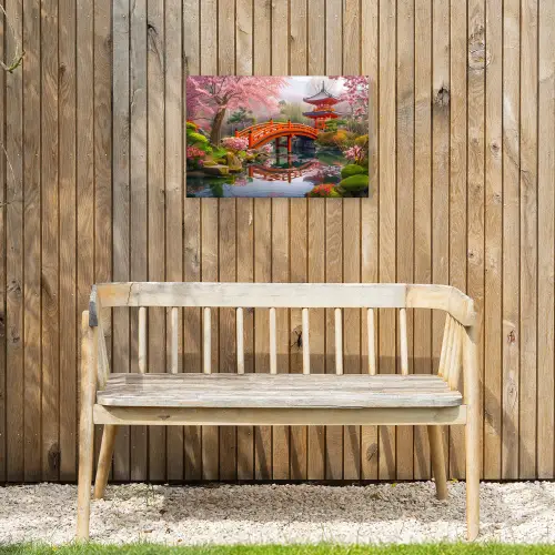 Lentebloei in Japanse Tuin Tuinposter op houten frame 2 cm dik klein -sfeer4