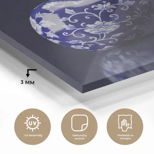 Porselein- Kersen - Delfts - Blauw plexiglas 5mm klein -sfeer2