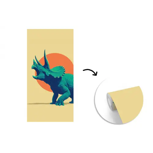 Triceratops - Cirkel - Oranje - Hoorns fotobehang vinyl groot -3d