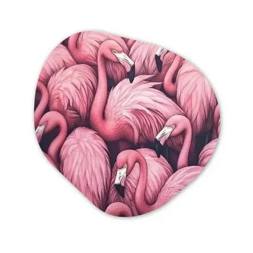 Flamingo - Roze - Dieren Wandcirkel Organisch Aluminium middel -3d