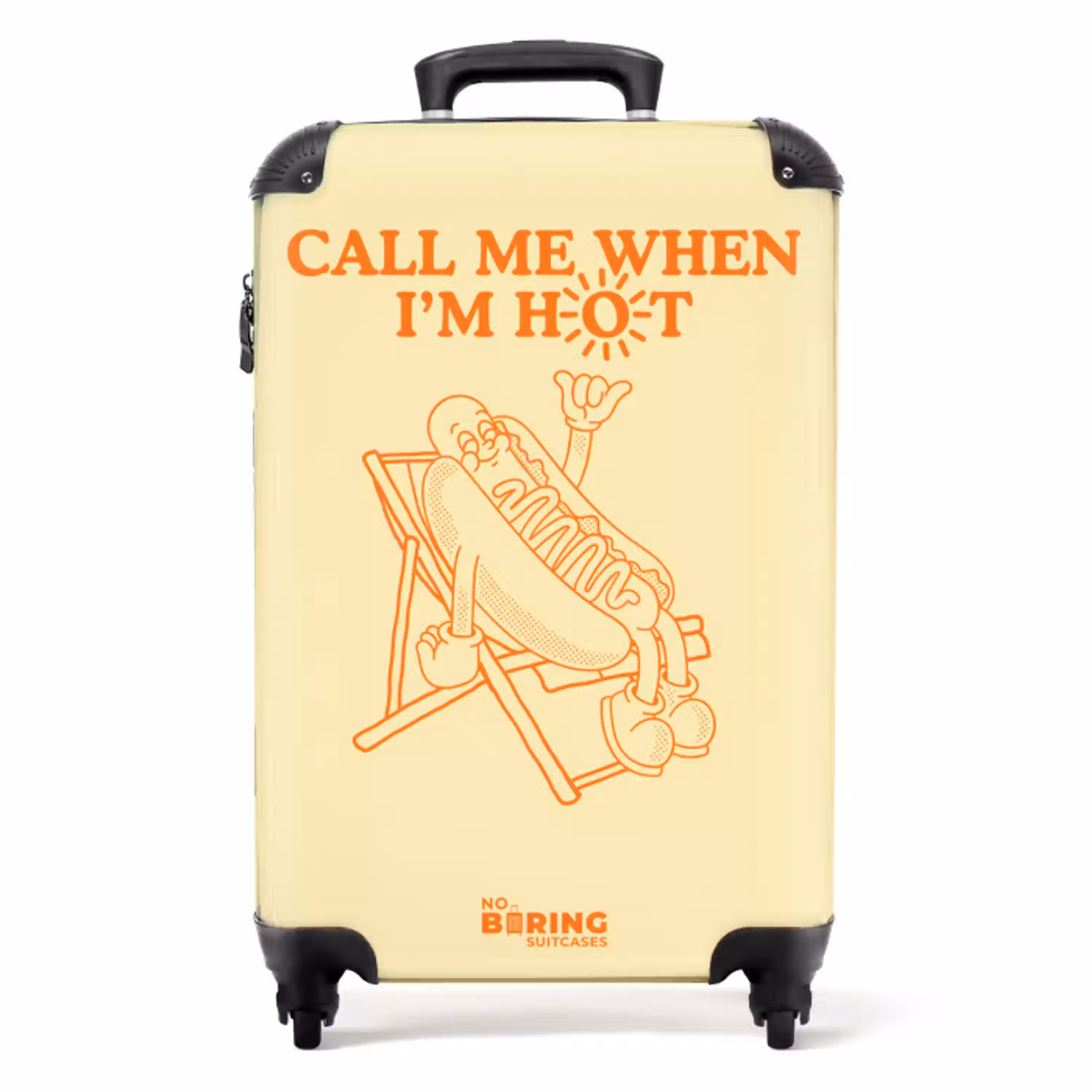Hotdog - Geel - Oranje - Zon NBS - Handbagage koffer - Volwassenen Unisex middel -productfoto_recht