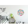 Blauw - Roze - Bloemen Wandcirkel aluminium klein -kinderkamer