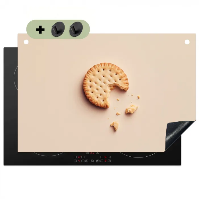Koekje - Kruimels - beige Inductie beschemer met haakjes klein -3d