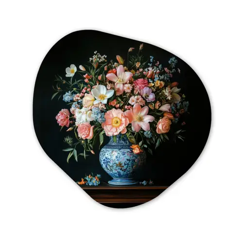 Roze - Bloemen - Vaas - Kleuren Wandcirkel Organisch Forex 3mm klein -3d