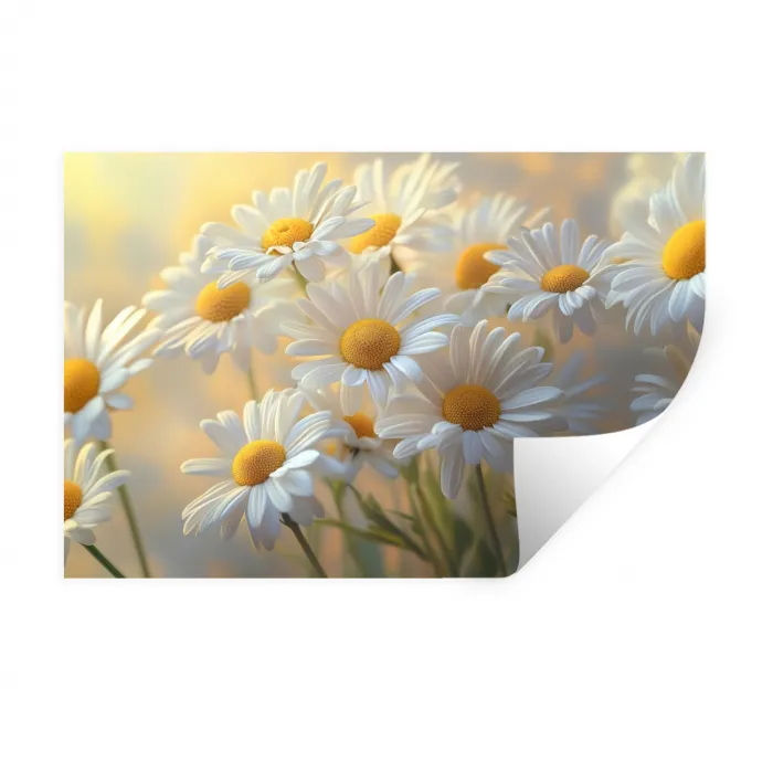 Madeliefjes - Wit - Zonlicht Muursticker klein -3d