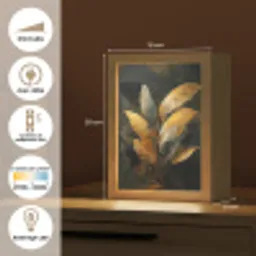 Gouden Bladcompositie – Botanische Luxe Light Box met kabel (Tafellamp) klein -USP_FR