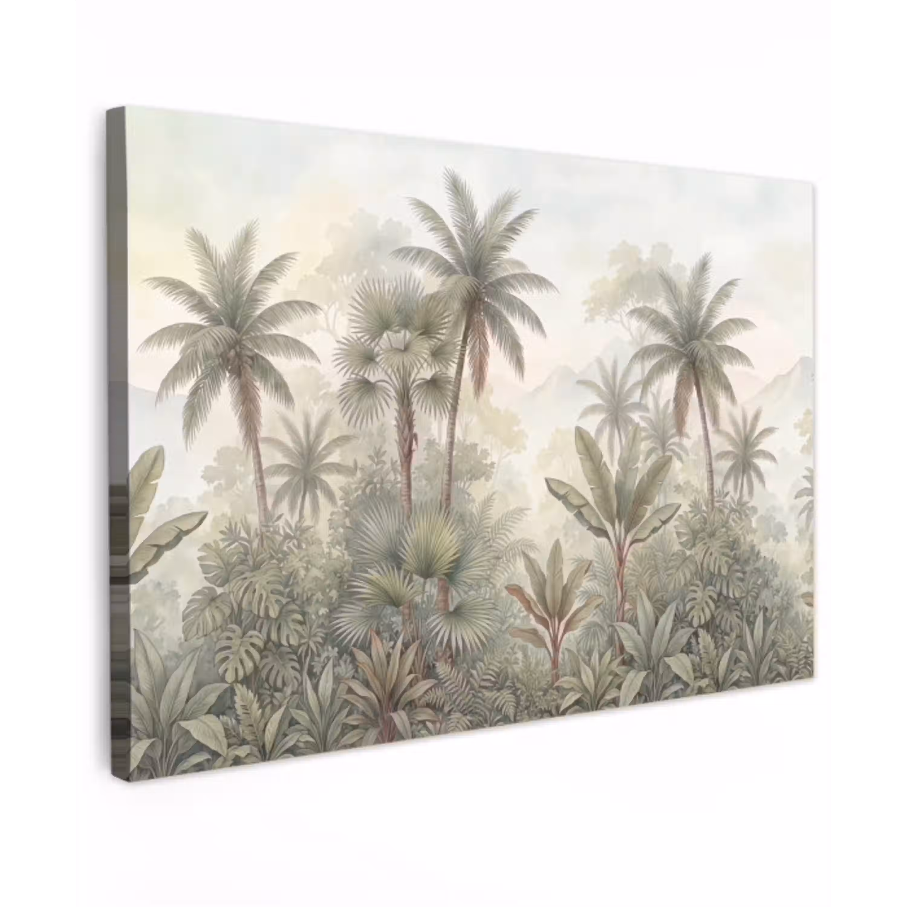 Natuur - Tropisch bos - Landschap - Aquarel - Groen Tuinposter op houten frame 2 cm dik klein -3d