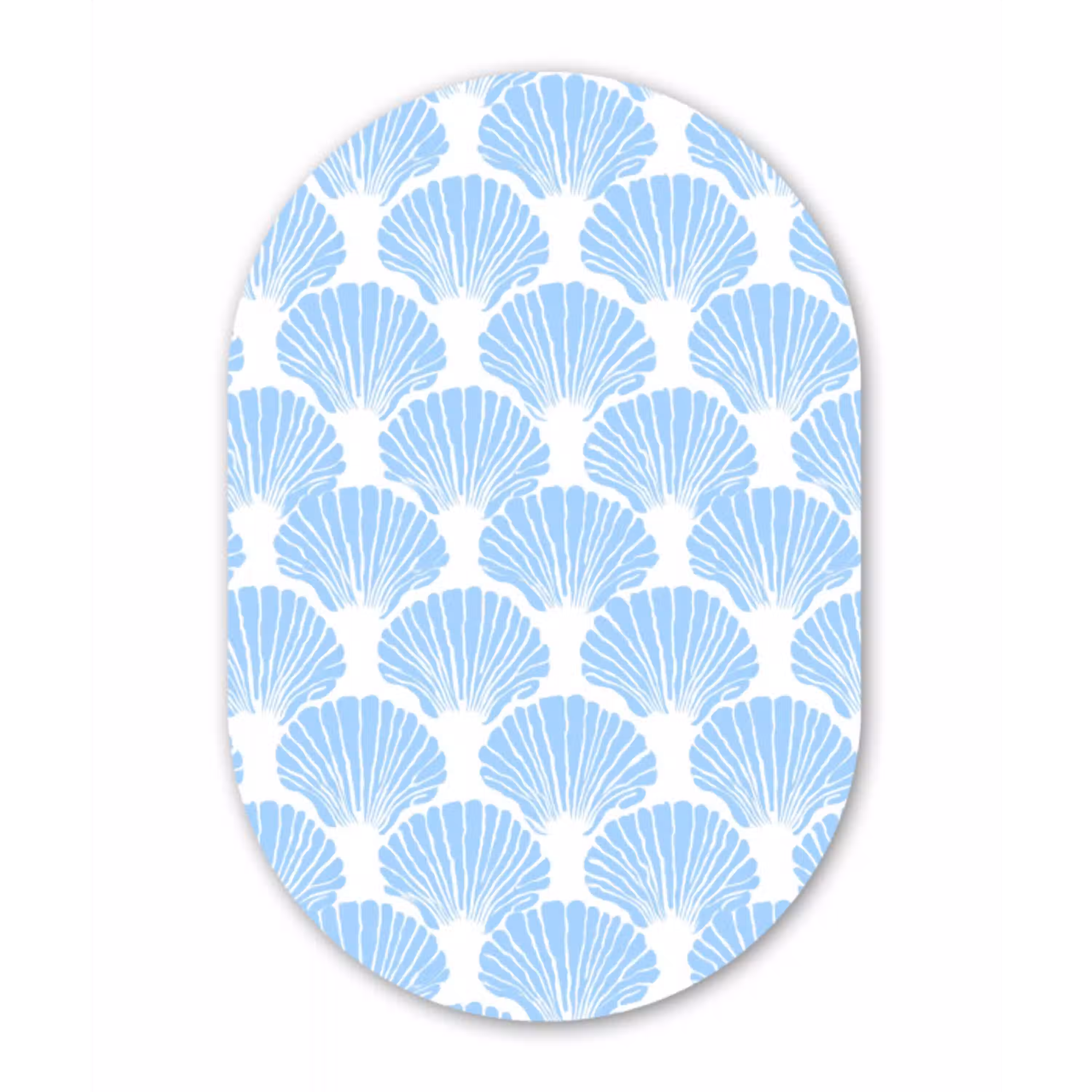 Blauw - Wit - Schelpen - Grafisch - Structuur Wandcirkel Ovaal Aluminium middel 839 -3d