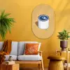 Blikje - Minimalistisch - Blauw - Illustratie Wandcirkel Ovaal Glas middel -sfeer4