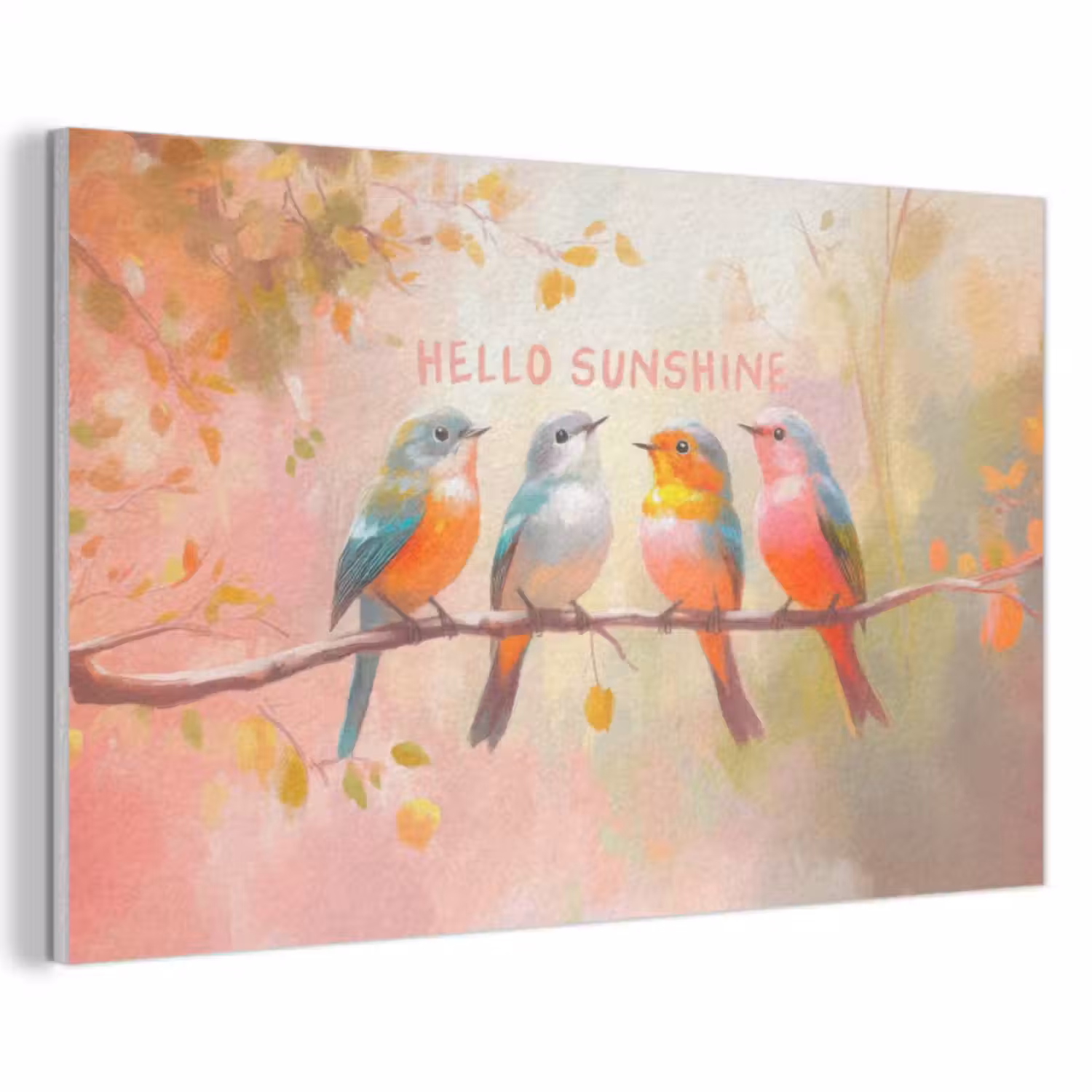 Akoestisch schilderij - Vogels - Tak - Quote - Roze