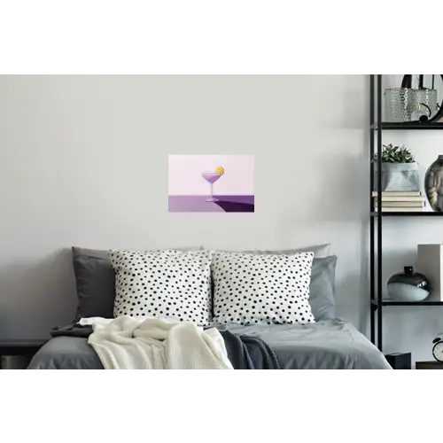 Cocktail - Paars - Minimalistisch - Citroen Muursticker klein -slaapkamer