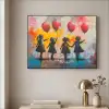 Graffiti - Kinderen - Street art - Ballon - Banksy Style Textielframe zwart klein -sfeer2