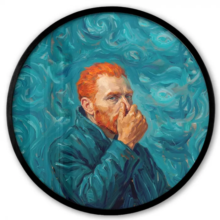 Portret - Klassiek - Blauw Fotolijst rond zonder passe partout klein -3d