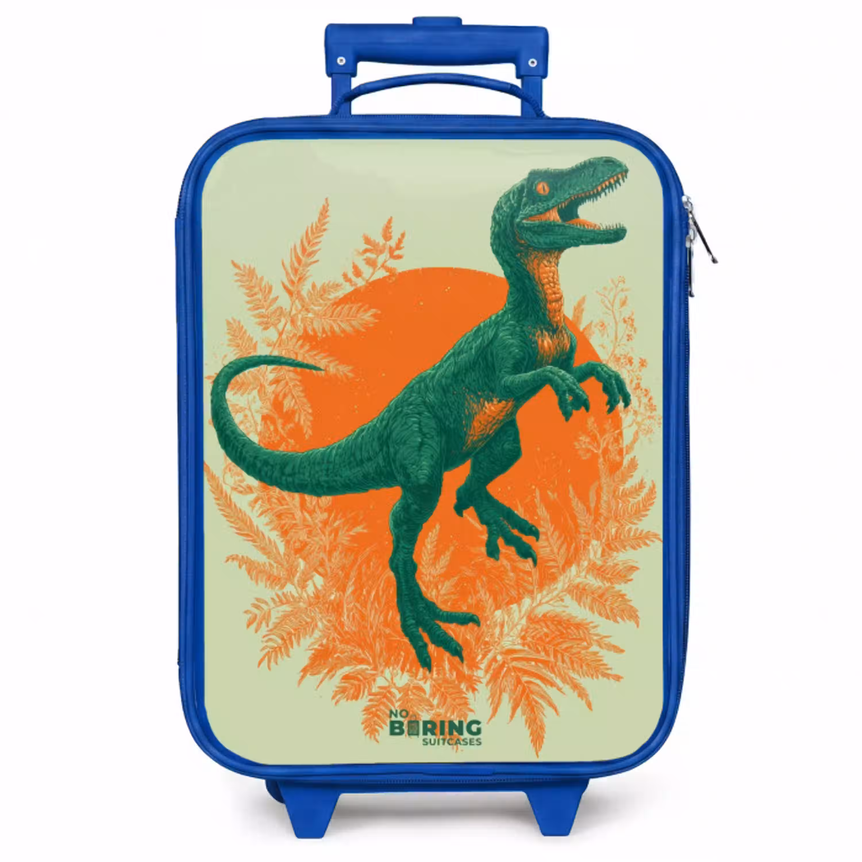Groene dino tussen varens Kinderkoffer - Blauw klein -zzz_website3d