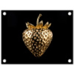 Aardbei - Goud - Zwart - Chrome tuinposter los doek klein -3d
