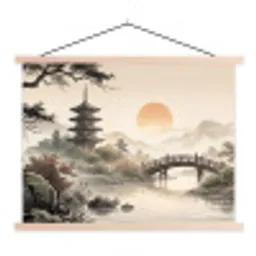 Azië - Landschap - Kleurrijk textielposter latten blank klein -3d