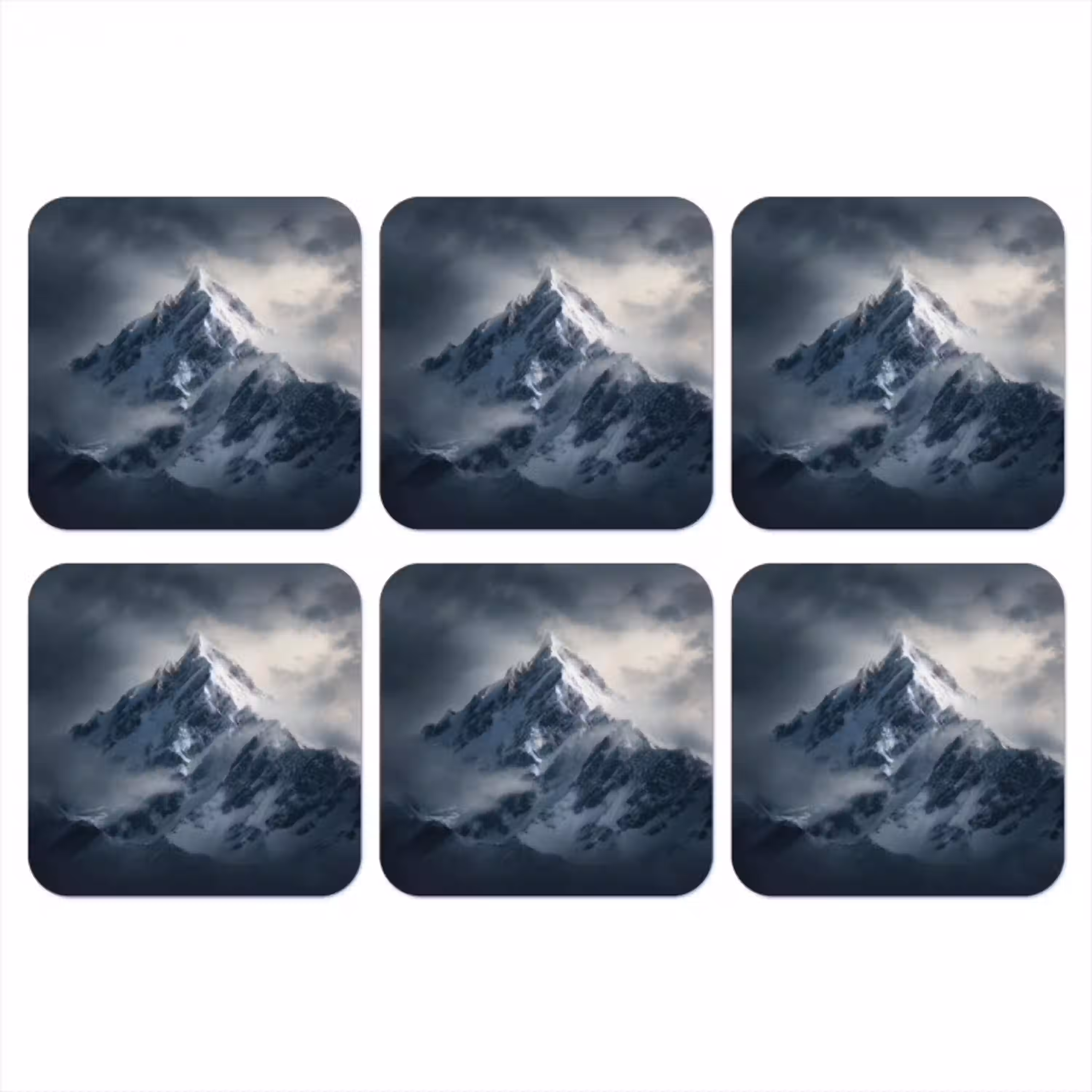 Sneeuw - Berg - Wolken onderzetter kurk middel -3d