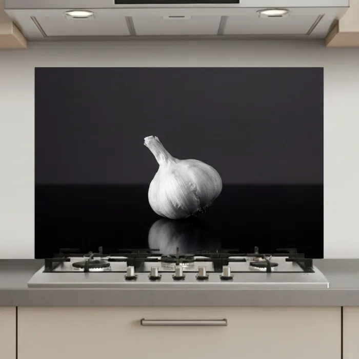 Knoflook - Zwart - Wit keuken achterwand spatscherm klein -3d_website