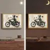 Street art - Motor - Jongen - Graffiti - Banksy Style Light Box met batterij (Wandlamp) middel -sfeer3
