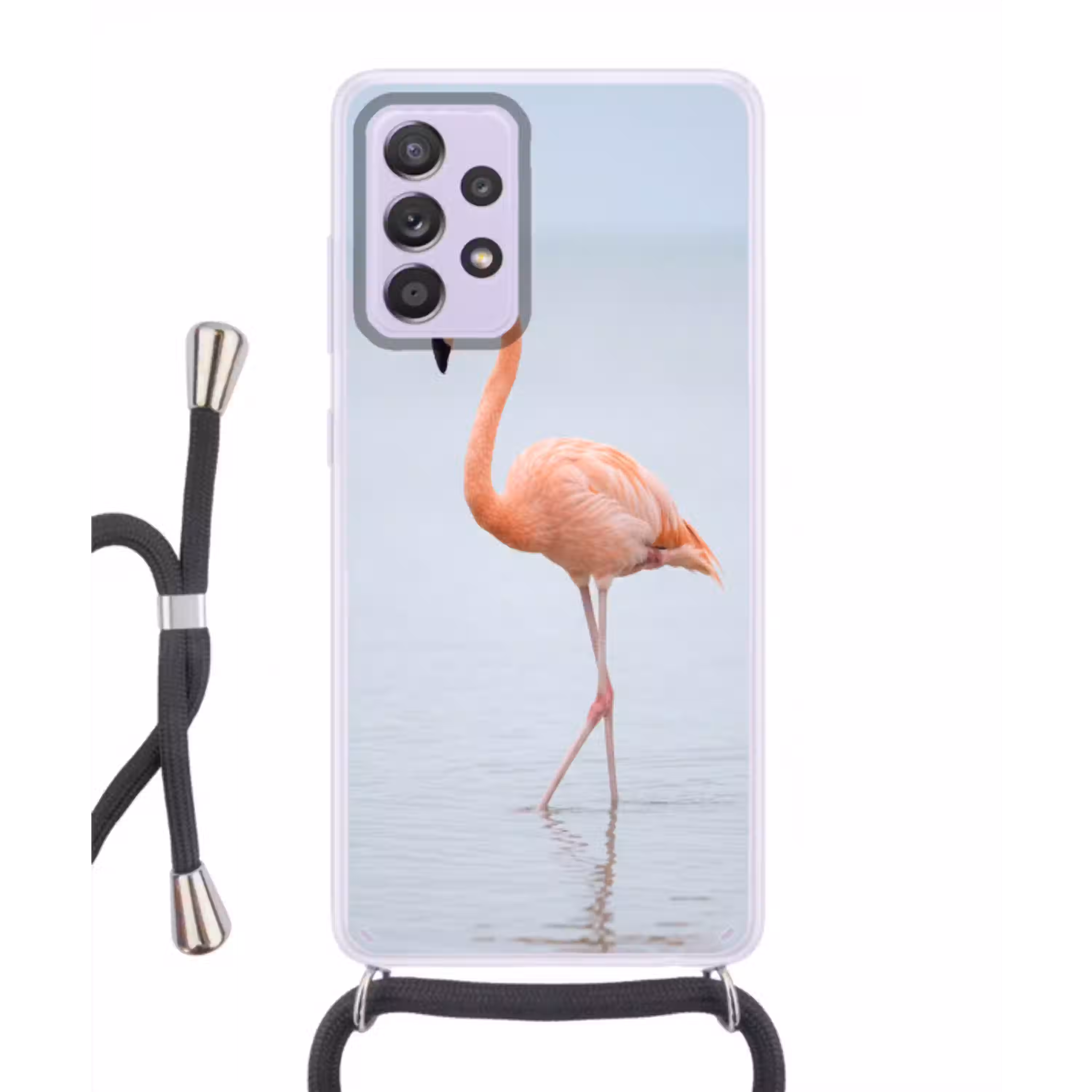 Flamingo - Zee - Roze Hoesje Samsung Galaxy A52 5G met koord klein -3d