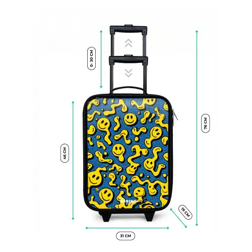 Smiley - Blauw - Geel Kinderkoffer - Zwart klein -productfoto_formaten