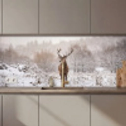 Edelhert - Bos - Sneeuw - Winter - Majestueus keuken achterwand 2 middel zz_3dshopping