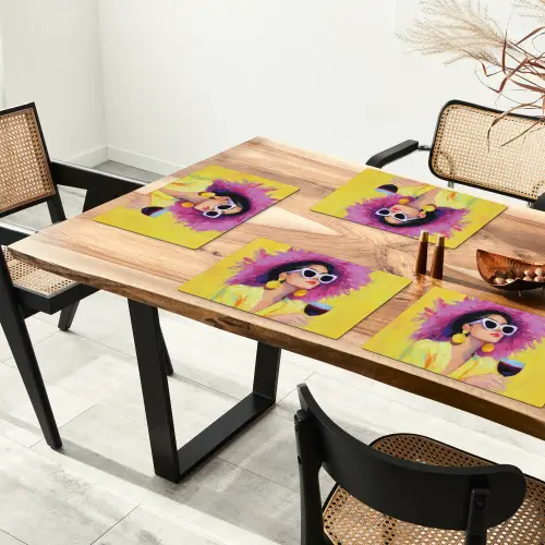 Vrouw - Hoed - Paars - Wijn Placemat vinyl groot -zzsfeer4_Kitchenyeah-website