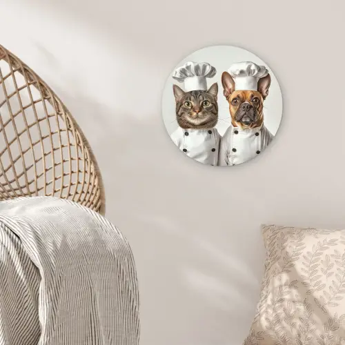 Kat - Hond - Kokskleding Wandcirkel kunststof plaat 5mm dik klein -sfeer5