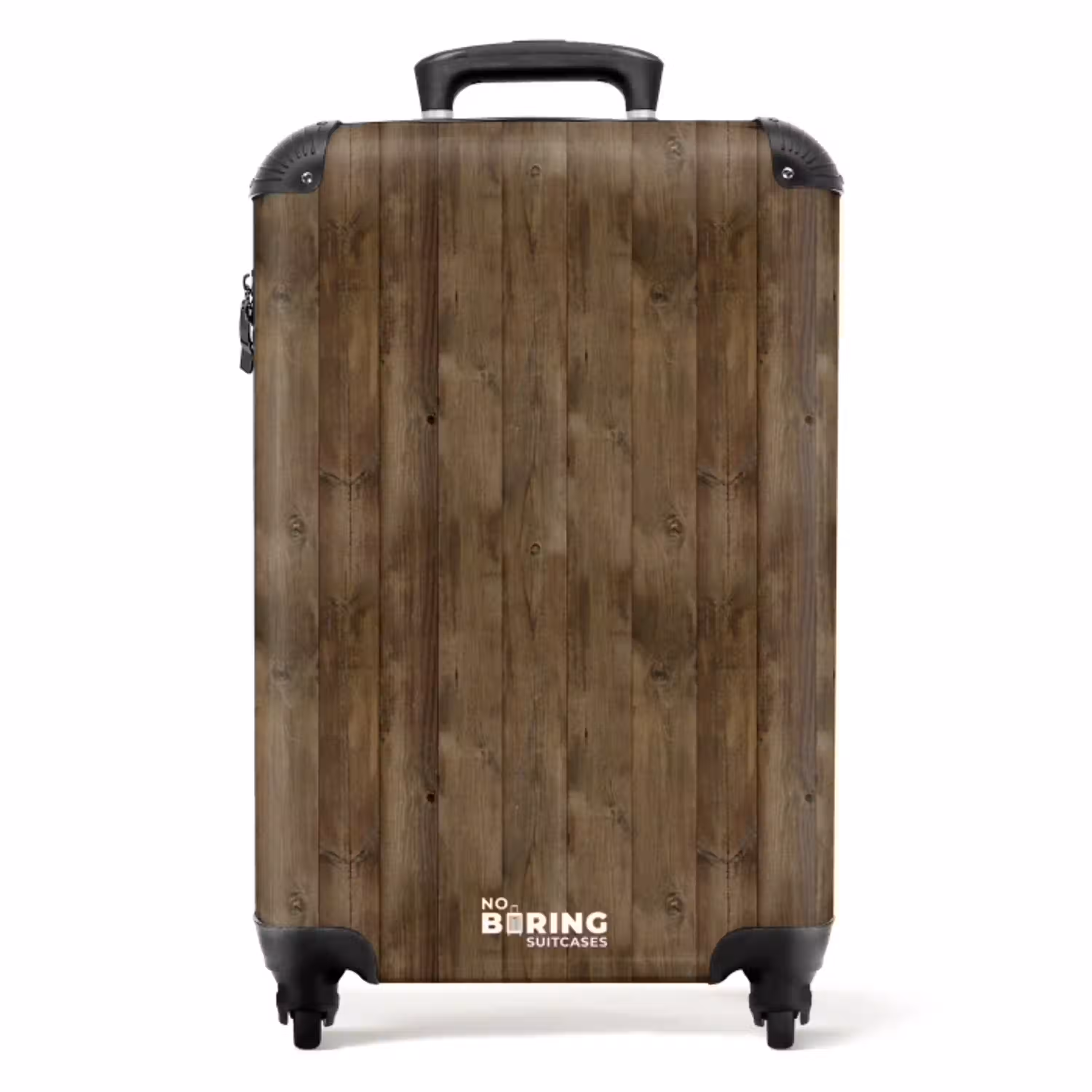 Bruine verticale planken met verweerde houtstructuur NBS - Handbagage koffer - Volwassenen Unisex middel -productfoto_recht