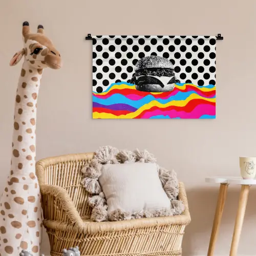 Hamburger - Stippen - Golven - Kleuren Wandkleed katoen klein -wsfeer5_kind