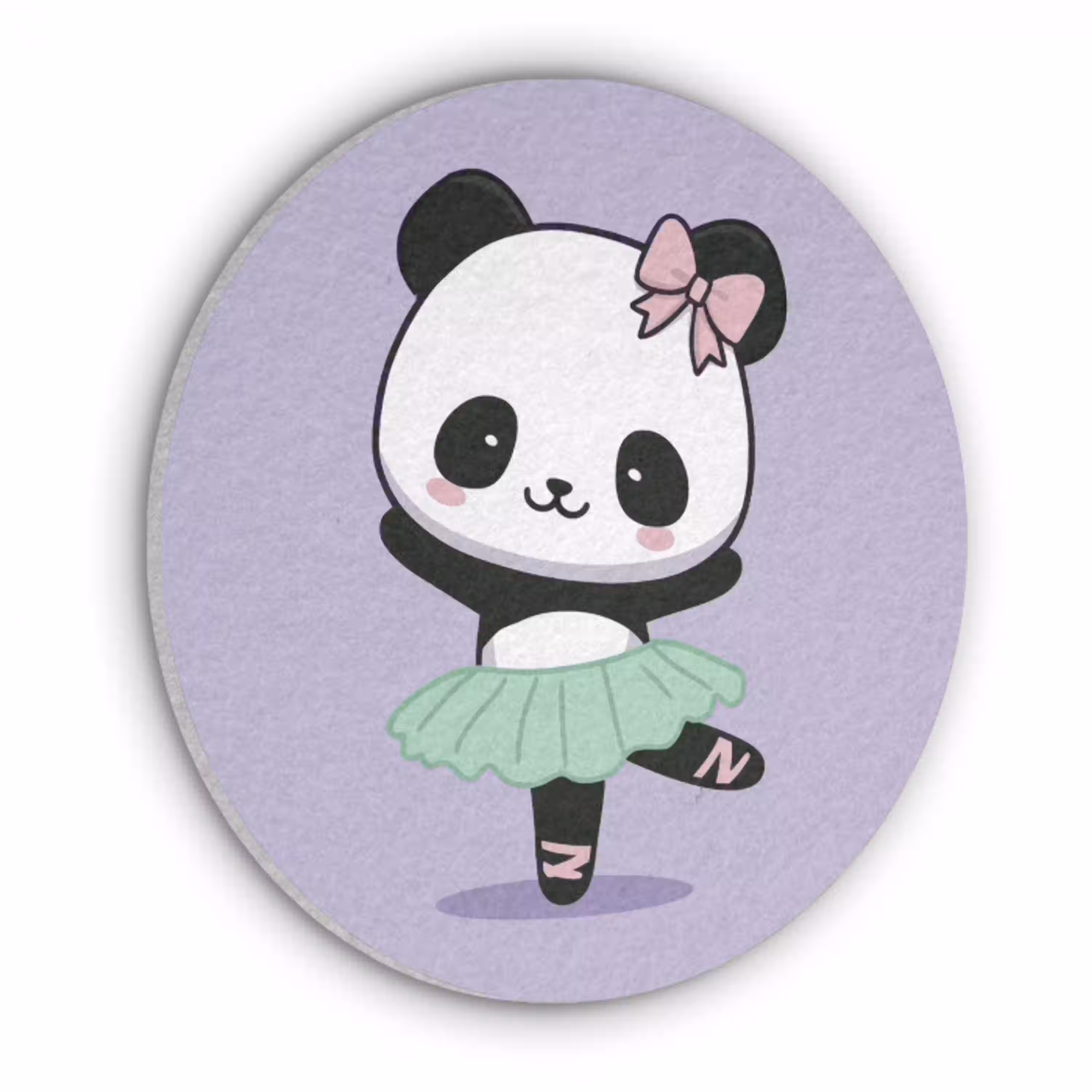 Panda - Paars - Sierlijk - Kawaii Akoestische PET Vilt - Rond klein -3d