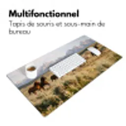 Paarden - Kudde - Bergen - Vrijheid - Wild Muismat XXL klein -zsfeer4_frans