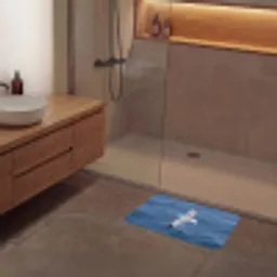 Zeemeeuw - Oceaan - Blauw Badmat klein -sfeer2