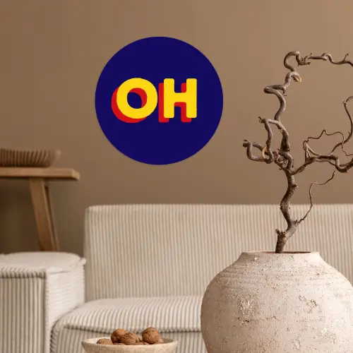 Blauw - Geel - OH - Schaduw Wandcirkel behangsticker klein -sfeer1
