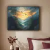 Vogels - Zon - Bomen - Groen Textielframe zwart klein -sfeer1