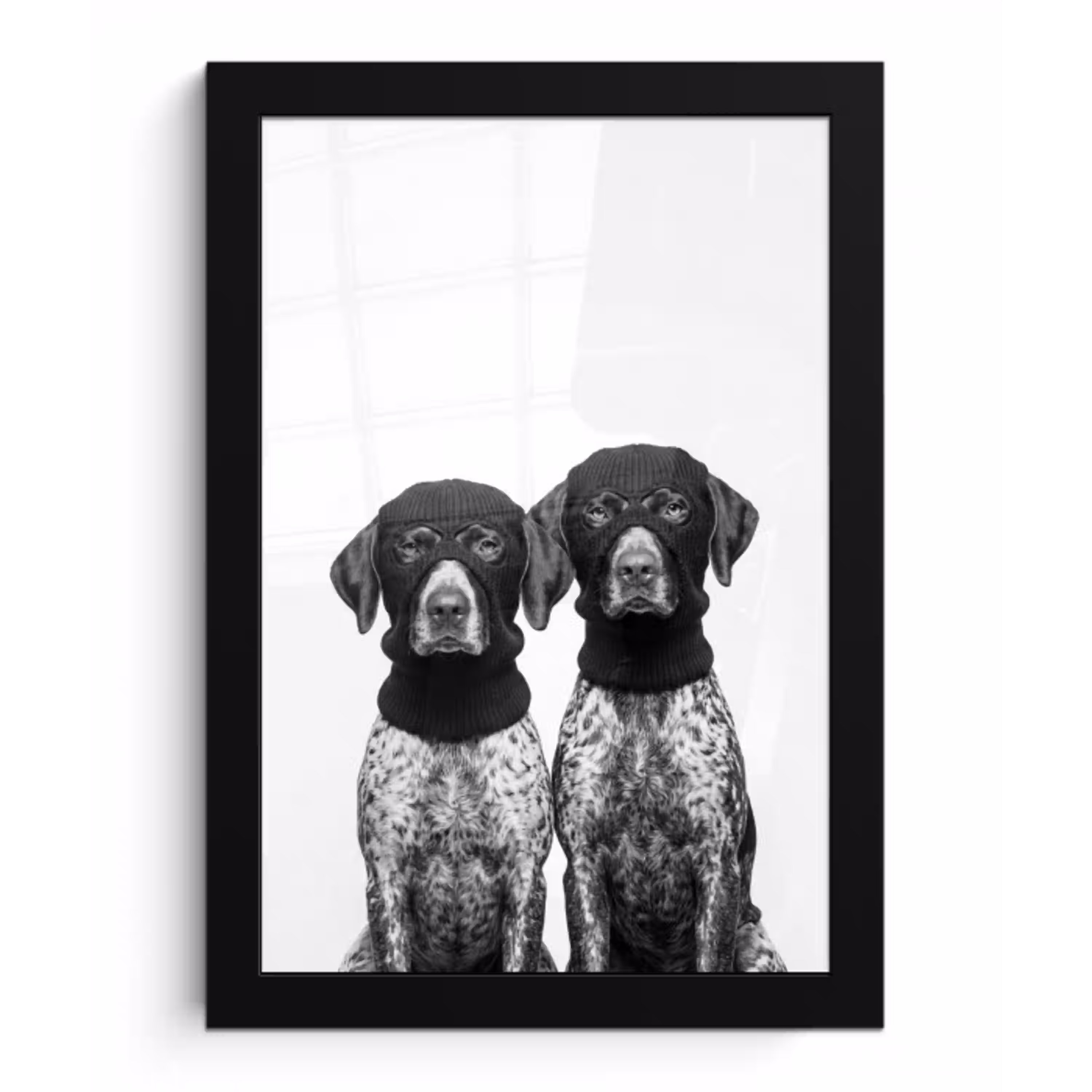 Honden - Bivakmuts - Zwart - wit fotolijst zwart zonder passe partout klein -3d